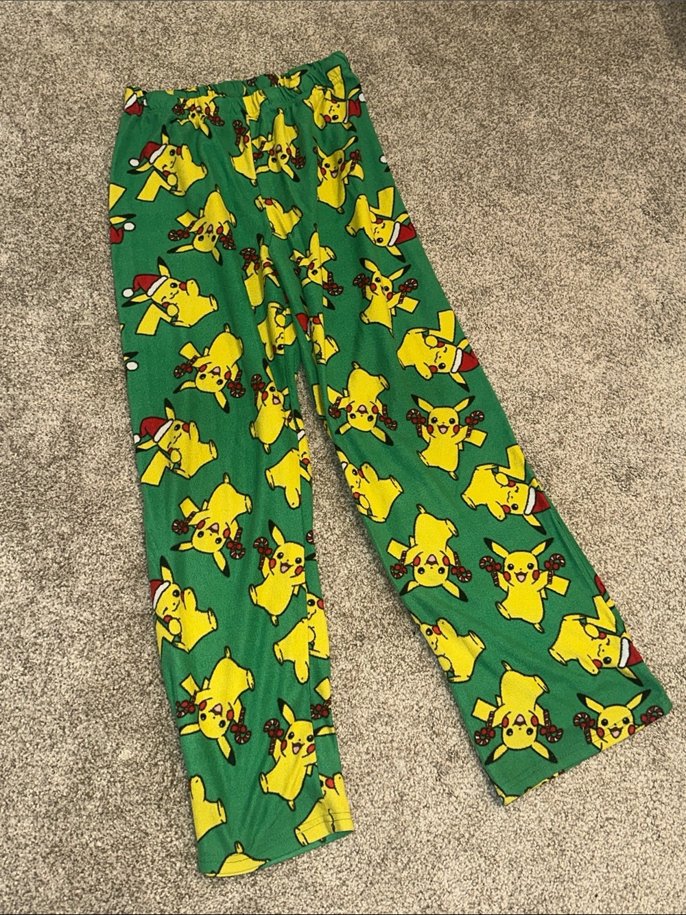 GUC Holiday Pokemon Christmas Green & Red Pikachu Holiday Pajama Bottoms